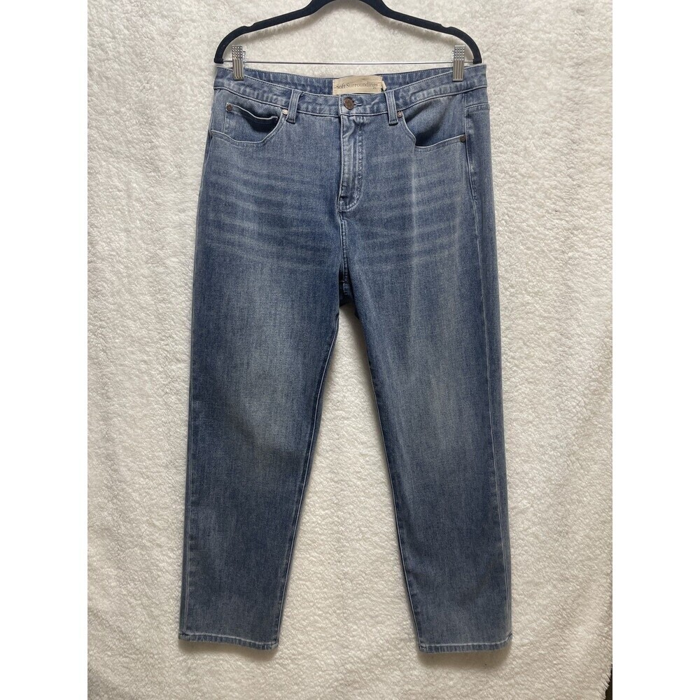 Soft Surroundings High Waist Straight Jeans Trendy‎ Denim Size 14 Stretch
